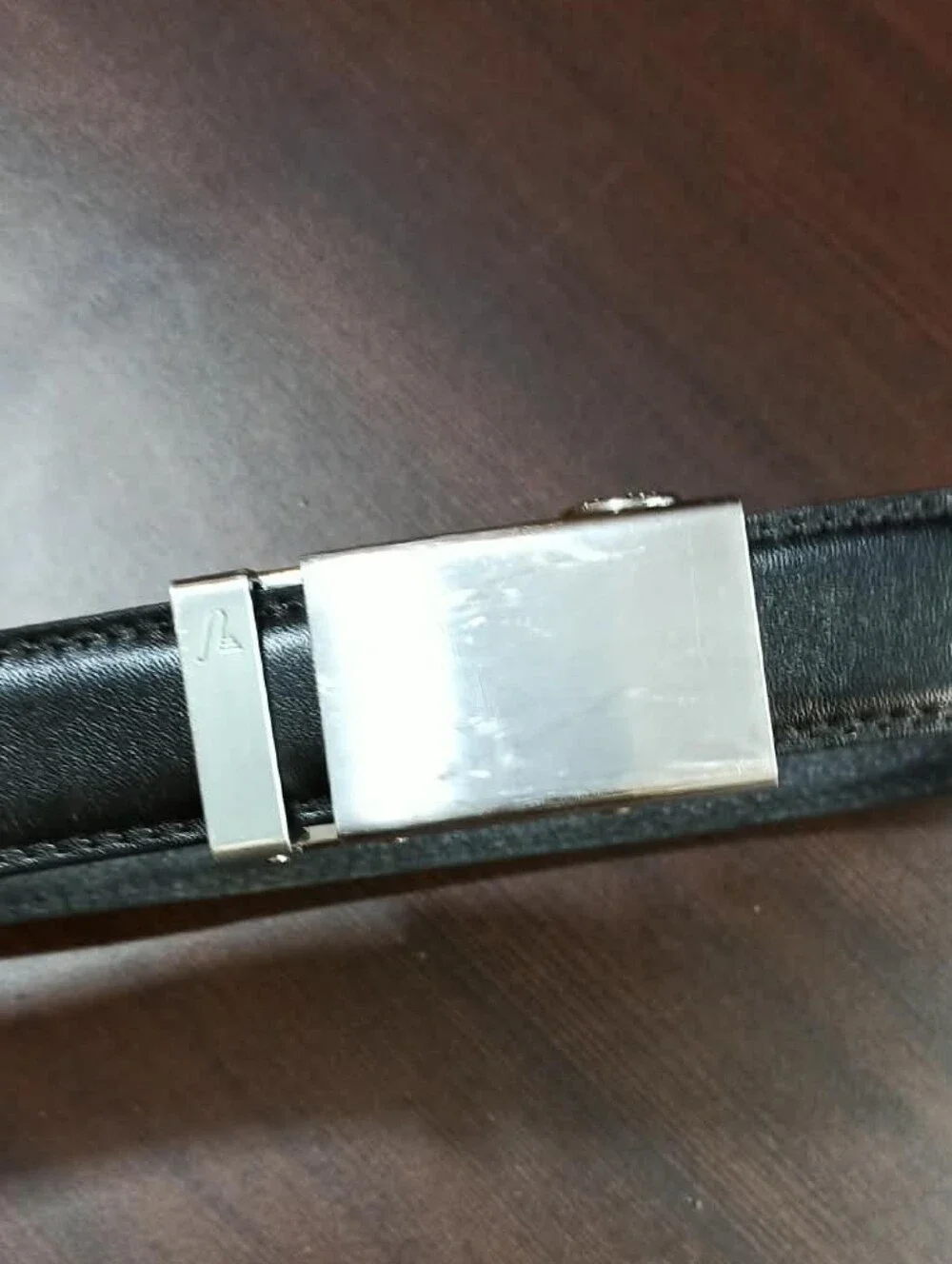 Mission Men's Black Genuine Leather Plaque Buckle Belt Size 40